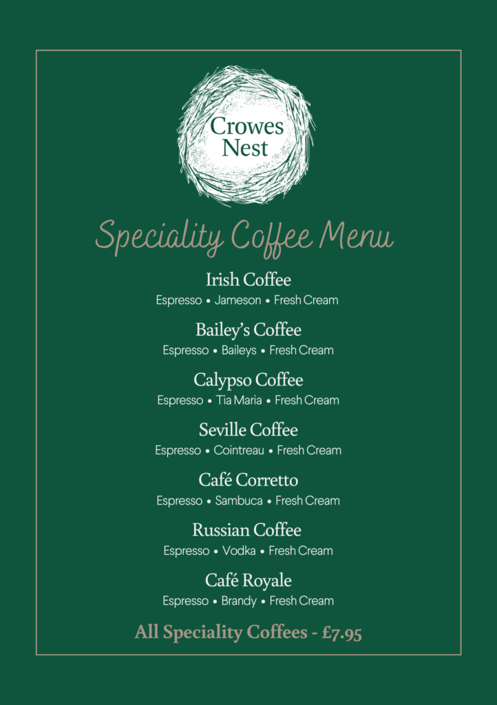 crowes nest specialty coffee menu